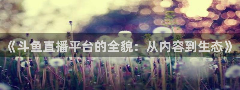五星体育在线观看：《斗鱼直播平台的全貌：从内容到生态》